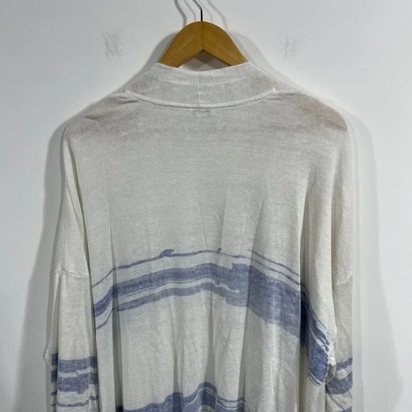 Pure Jill J. Jill Striped Linen Blend Open Front Long Cardigan Womens 3X Coastal - Picture 5 of 11